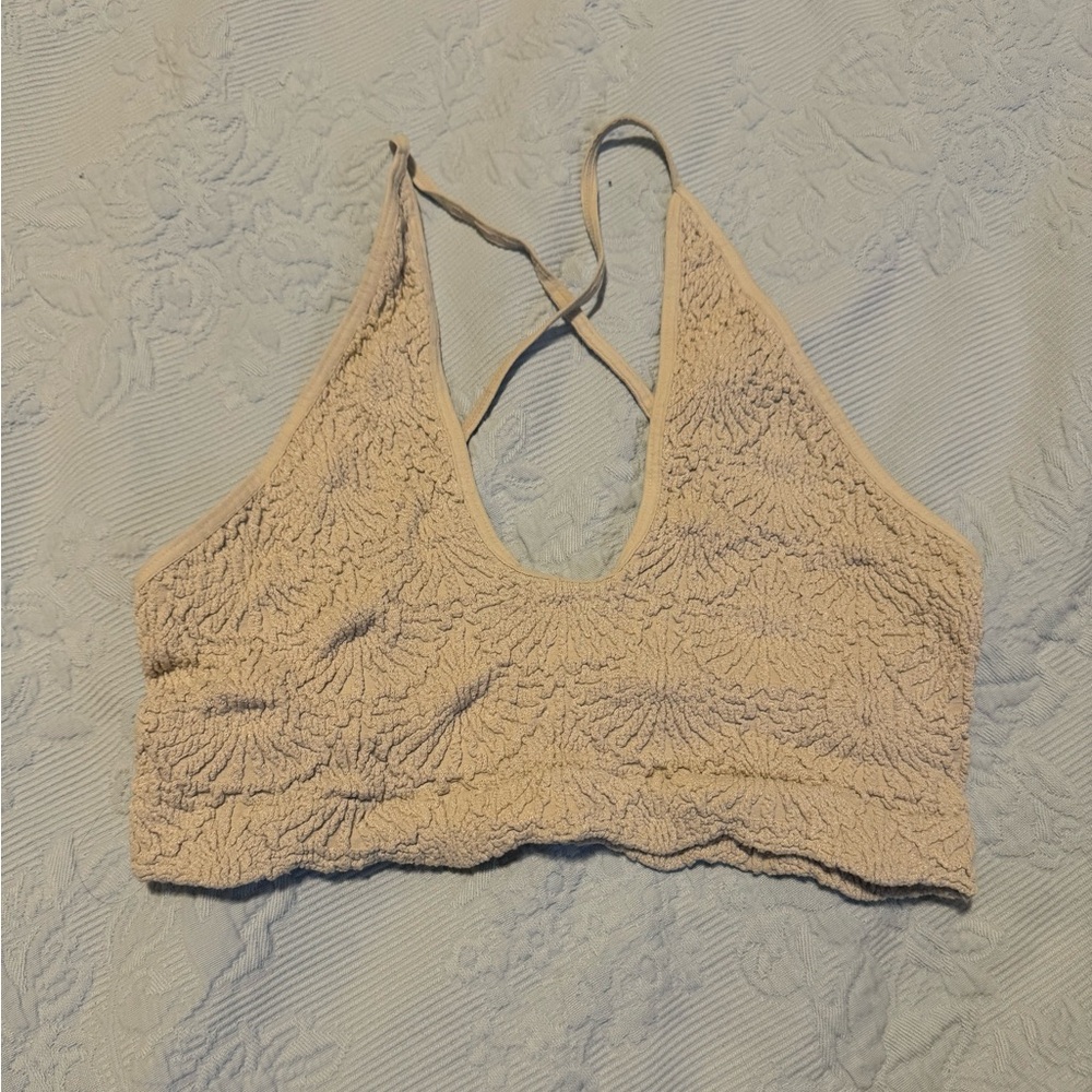 Free People Cream Textured Bra